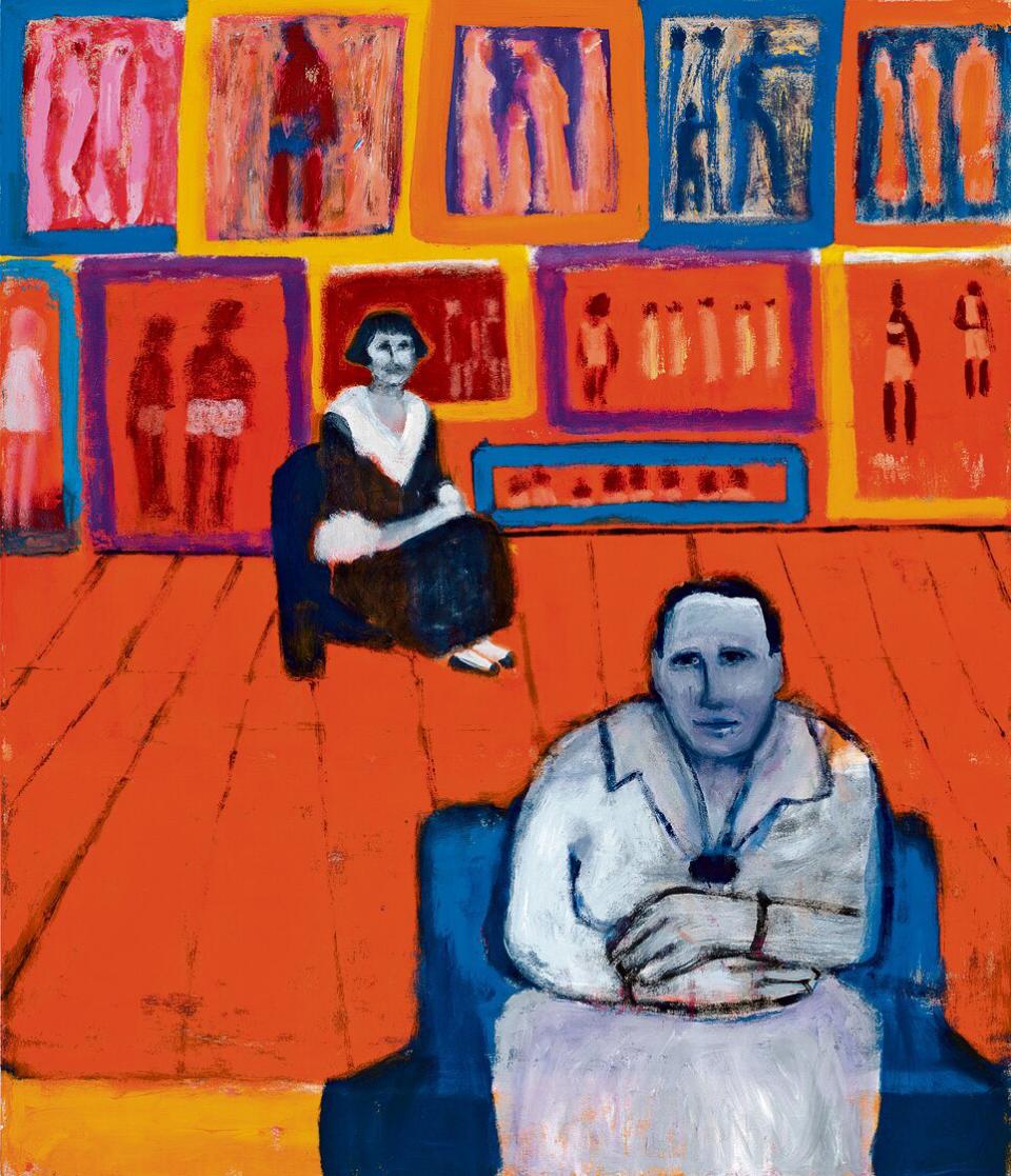 Katherine Bradford: Gertrude Stein and Alice B. Toklas Collect My Work, 2022, Acryl auf Leinwand, 203,2 × 172,7 × 5 cm