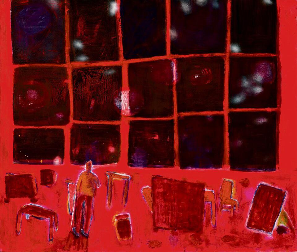Katherine Bradford: Red Studio Brooklyn, 2016, Acryl auf Leinwand, 172,7 × 203 cm