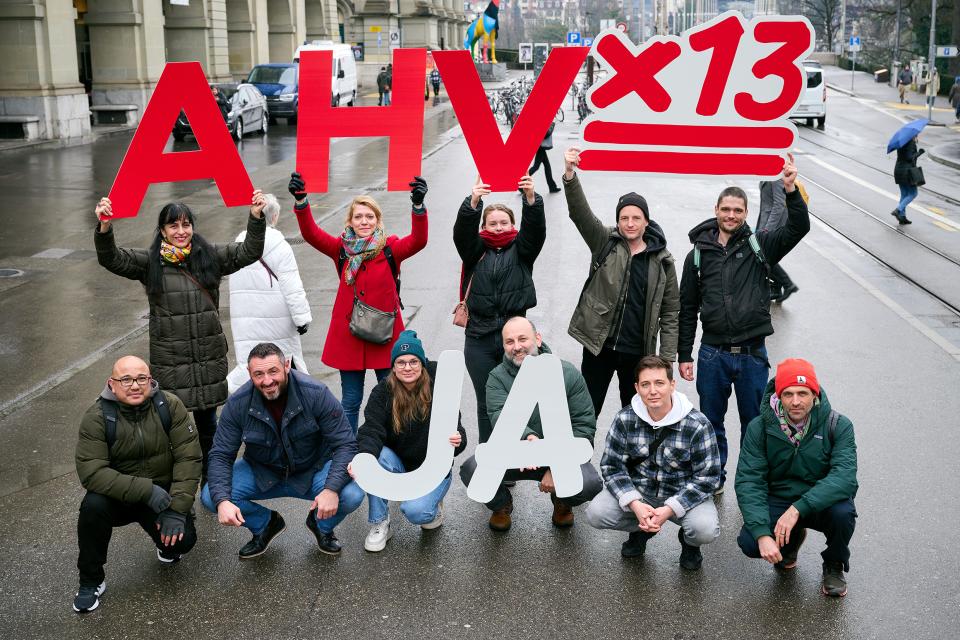 Aktion für die 13. AHV-Rente in Bern