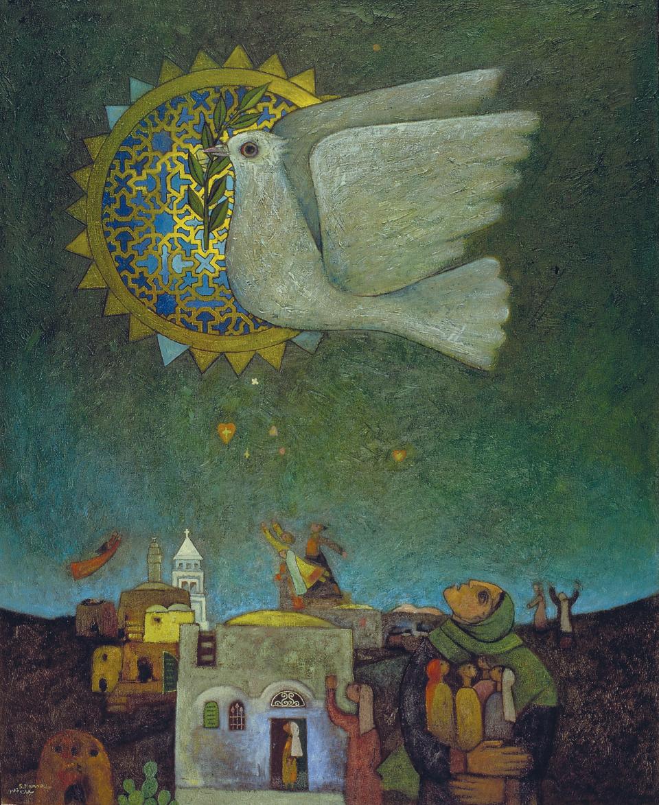 das Gemälde «Symbol der Hoffnung» von Sliman Mansour aus dem Jahr 1985