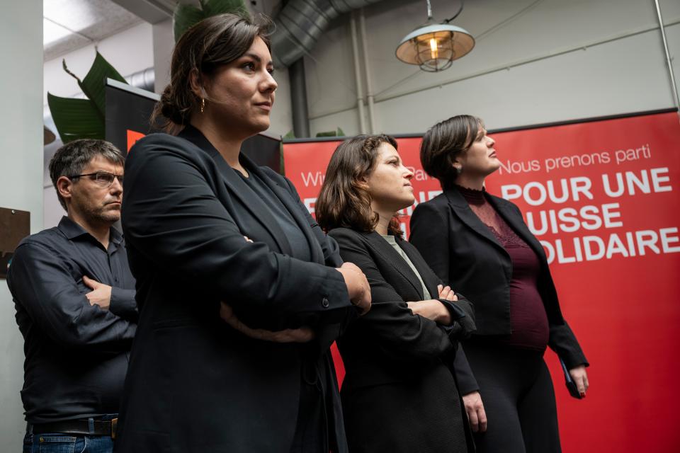 SP-Nationalrätinnen Samira Marti, Mattea Meyer und Sarah Wyss