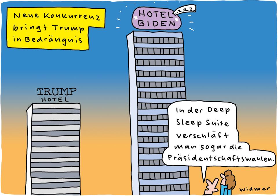 Cartoon von Ruedi Widmer zur Fernsehdebatte der USA-Präsidentschaftskandidaten