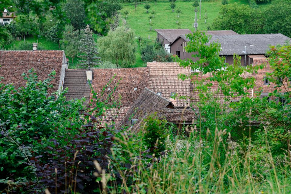 Hausdächer im Dorf Oltingen im Baselbiet