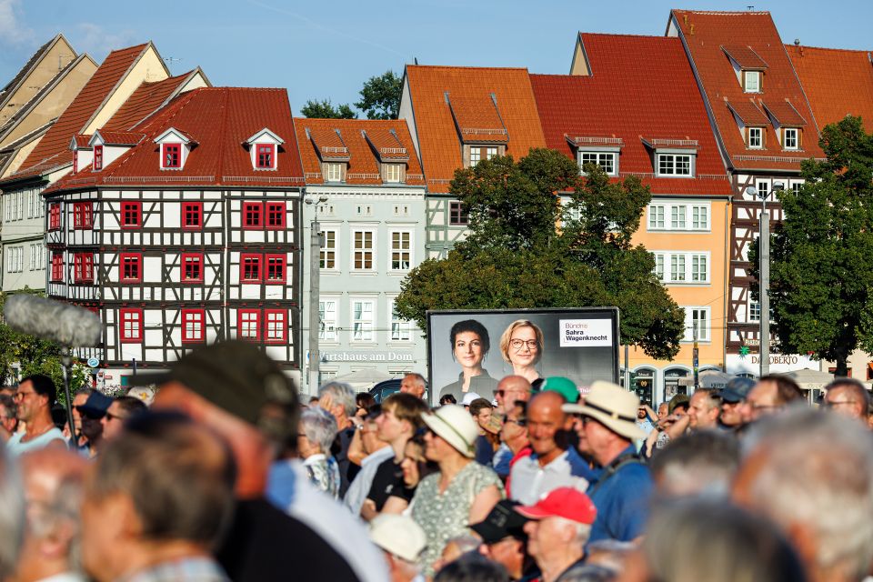 Kundgebung des Bündnisses Sahra Wagenknecht am Donnerstag vor der Wahl in Erfurt