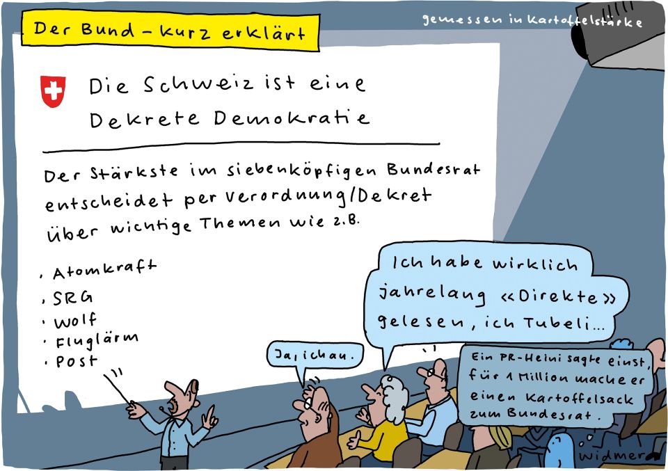 Cartoon von Ruedi Widmer