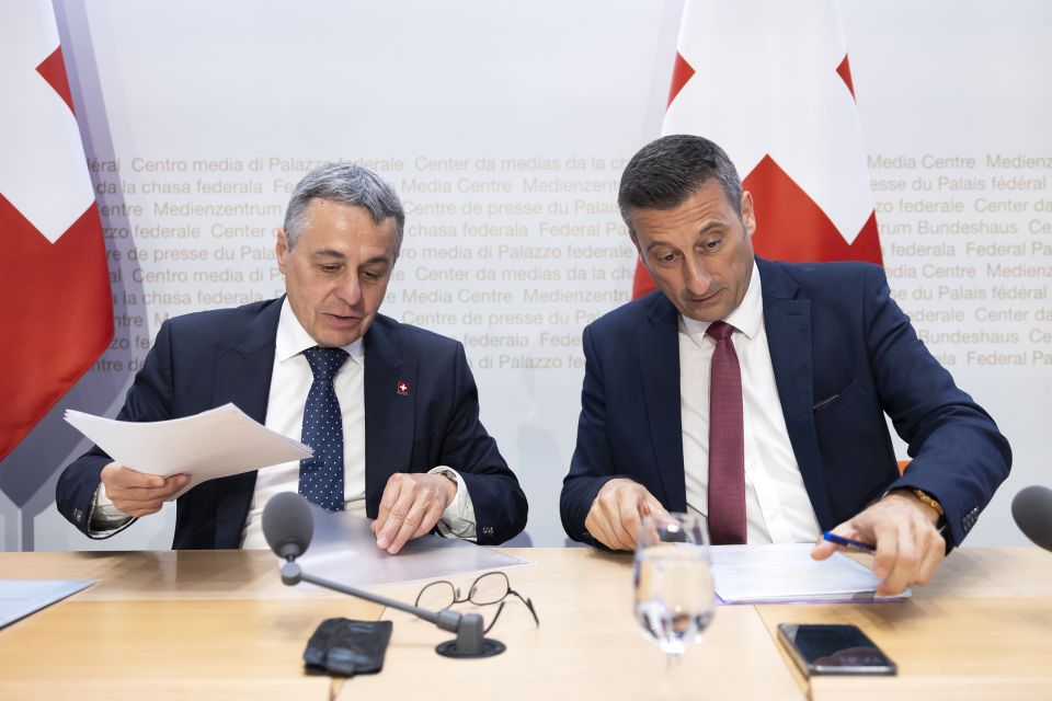 Aussenminister Ignazio Cassis und Jacques Gerber, Delegierter für die Ukraine