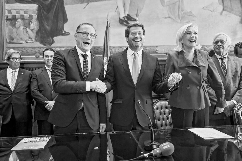 Marine Le Pen und Tino Chrupalla zu Besuch bei Chega-Chef André Ventura, 24. November 2023