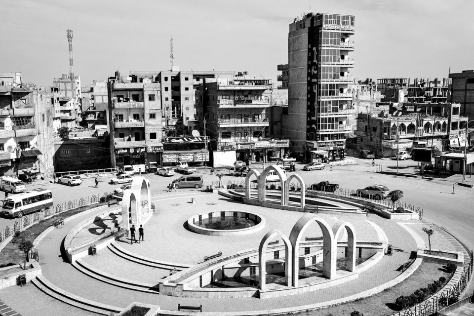 Al-Na’im-Platz (Paradiesplatz) im Zentrum von Rakka, Oktober 2023