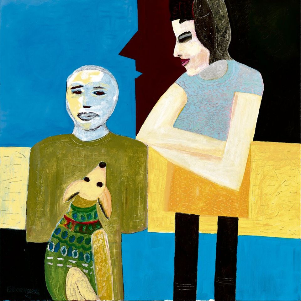 Stephan Grunenberg, Bunter Hund, 2024, Acryl auf Leinwand, 120 × 120 cm
