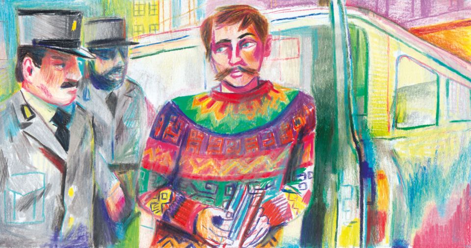 Illustration: Jacques Fasel 1985 beim Prozess in Fribourg