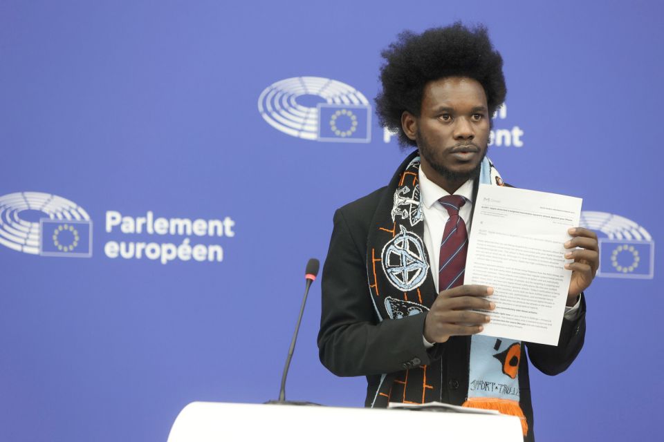 David Yambio im europäischen Parlament in Strassburg
