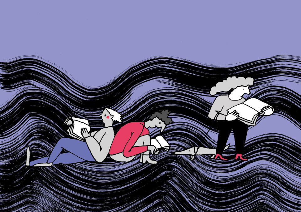 Illustration von Helena Hunziker: lesende Personen