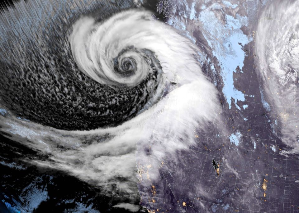 Aufnahme eines «Bombenzyklons» über der US-Westküste von einem NOAA-Satelliten