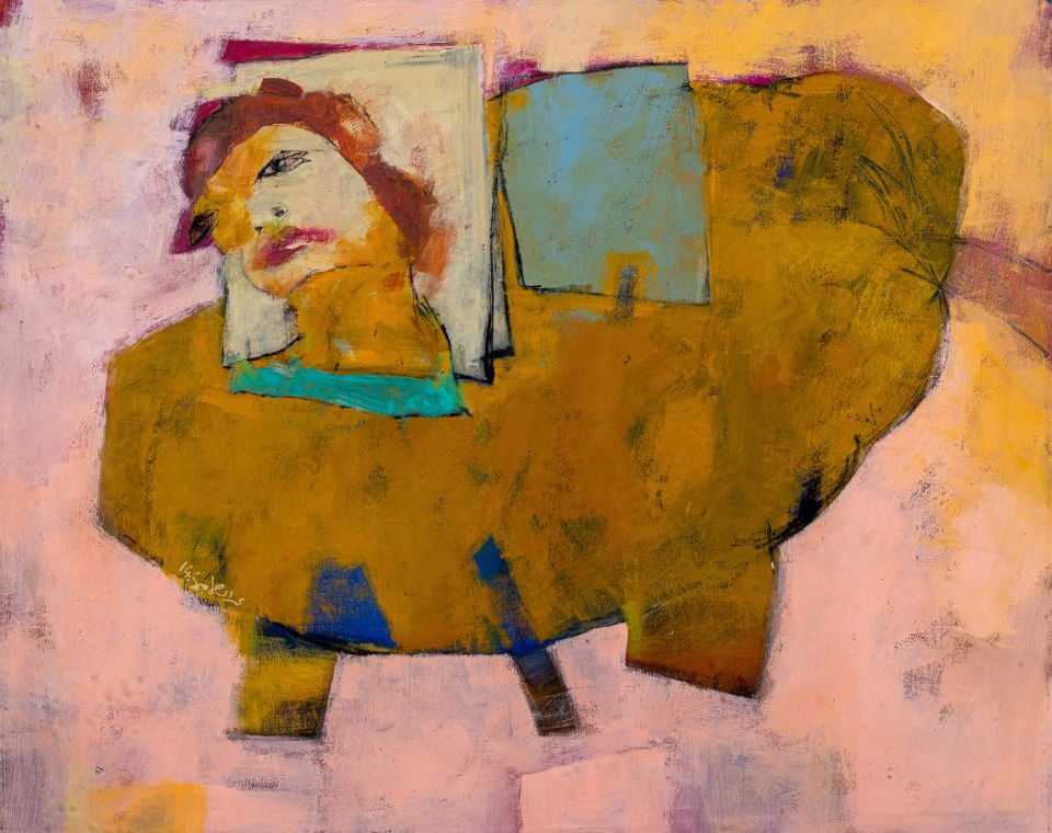 Gemälde aus der Serie «Dialogue Tables», Mixed Media on Canvas, 2014: 81 × 100 cm, von Ala’ Hamameh