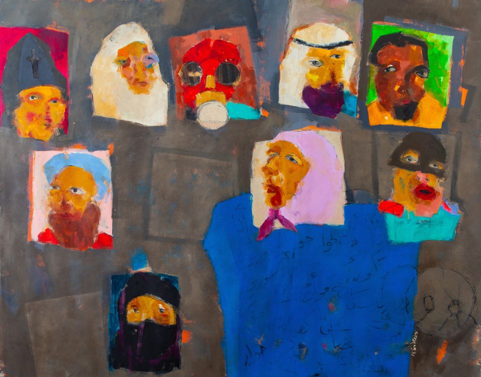 Gemälde aus der Serie «Dialogue Tables», Mixed Media on Canvas, 2014: 130 × 162 cm, von Ala’ Hamameh