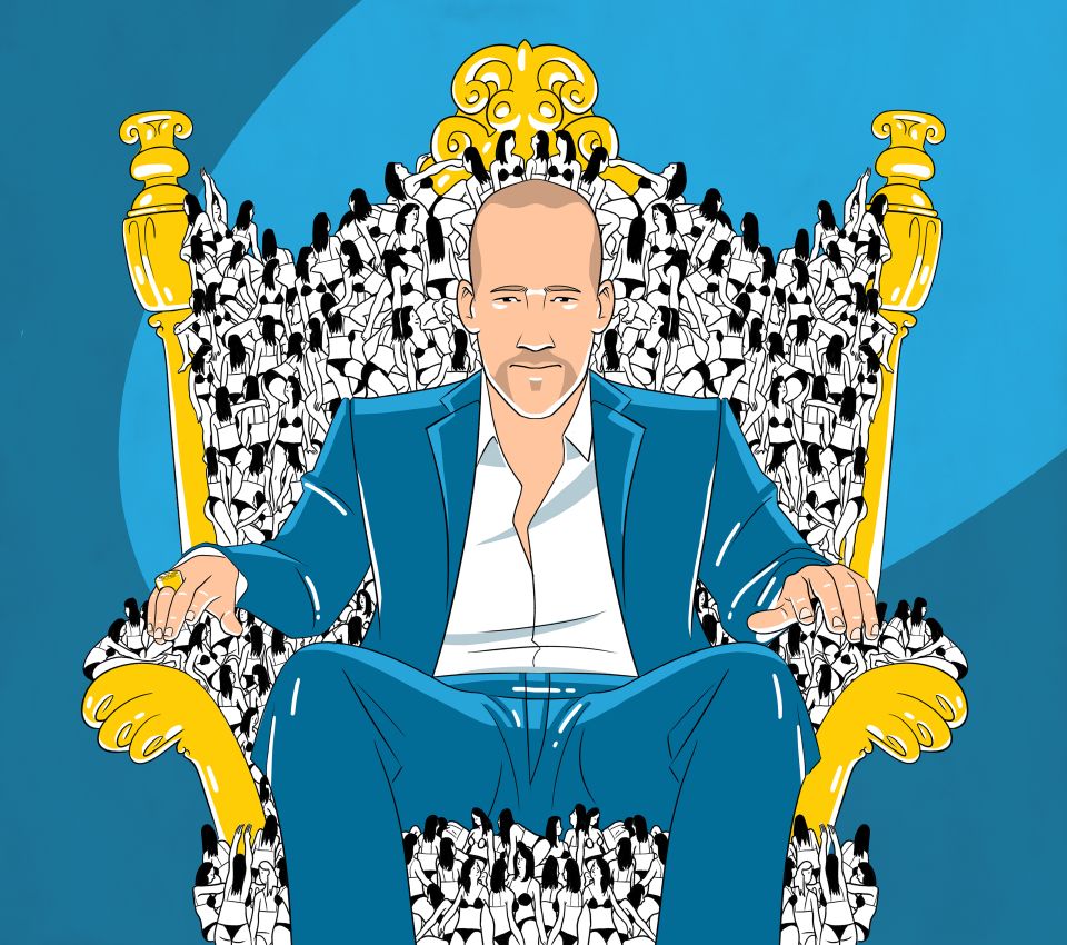Illustration von Matthias Seifert: David Azzato sitzt auf einem Thron