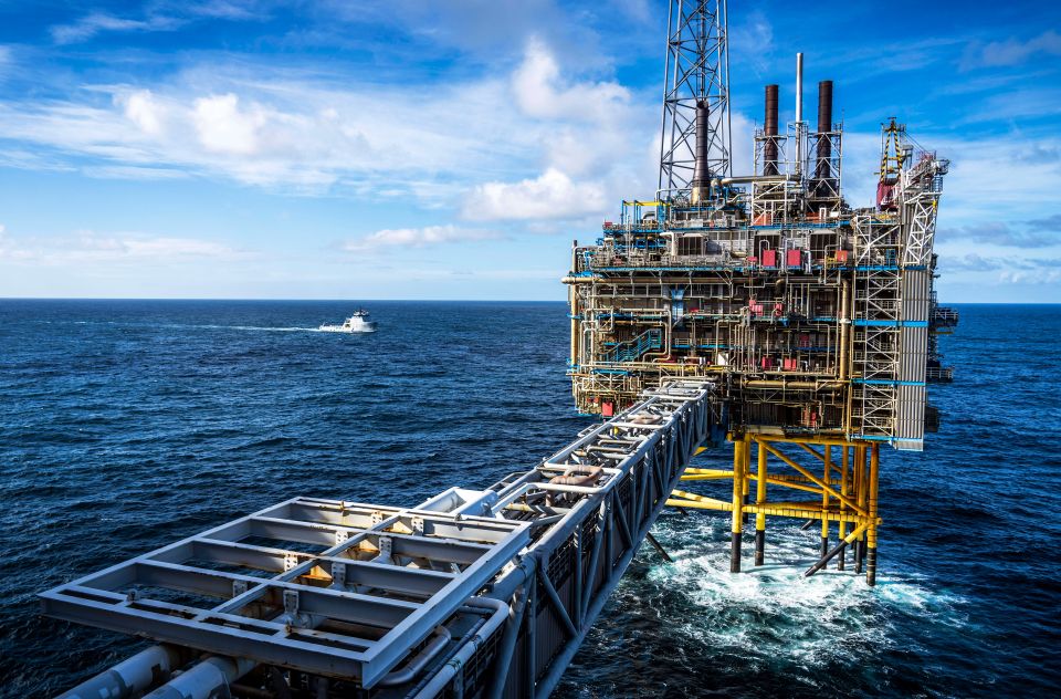Foto der Sleipner-Gasplattform westlich von Norwegen