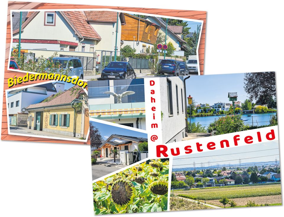 Postkarte von Biedermannsdorf und Rustenfeld
