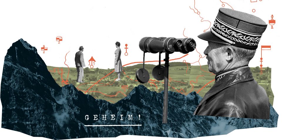 Collage von Marcel Bamert: historische Fotos und ein Ausschnitt aus einer militärischen Karte