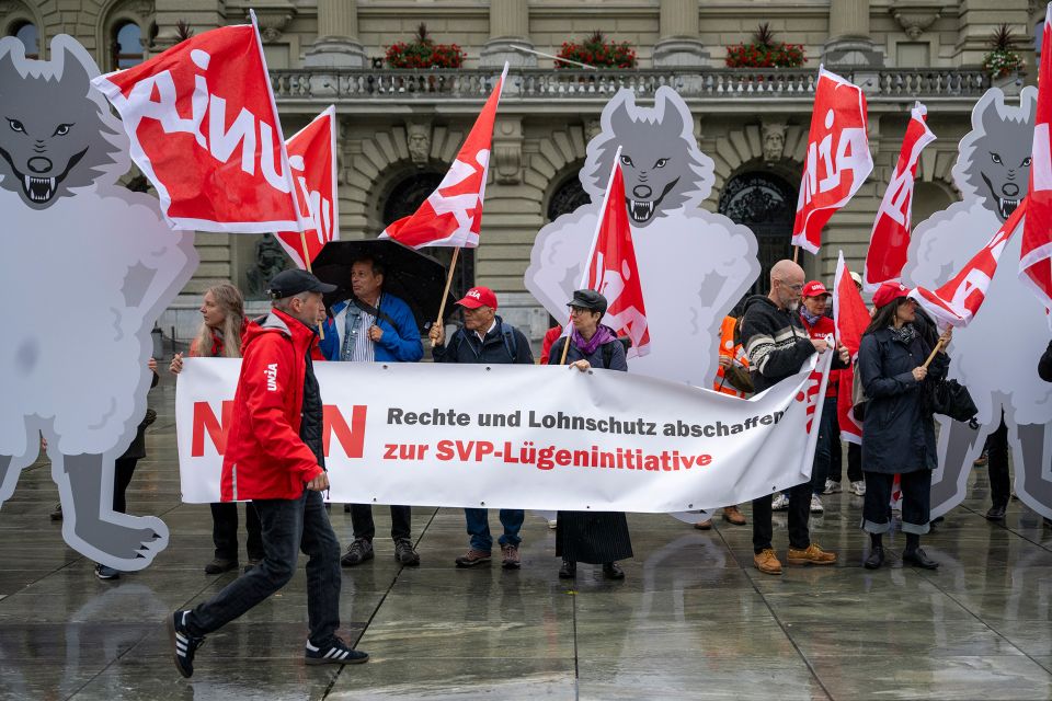 Aktion der Gewerkschaft Unia am 22. September auf dem Bundesplatz
