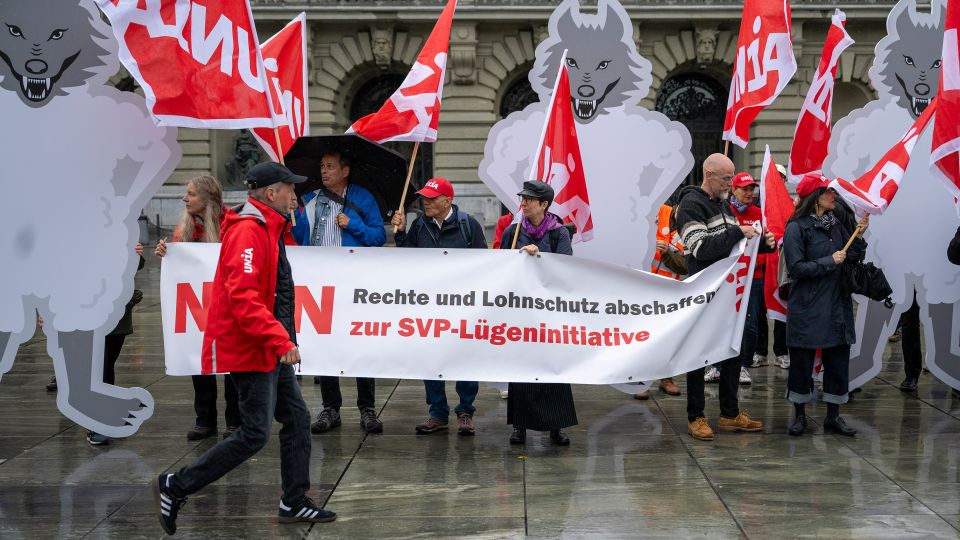 Aktion der Gewerkschaft Unia am 22. September auf dem Bundesplatz