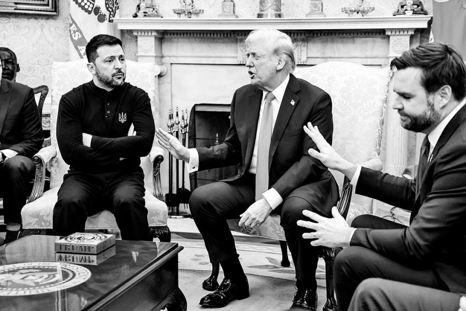Donald Trump, J. D. Vance und Wolodimir Selenski am 28. Februar 2025 im Oval Office