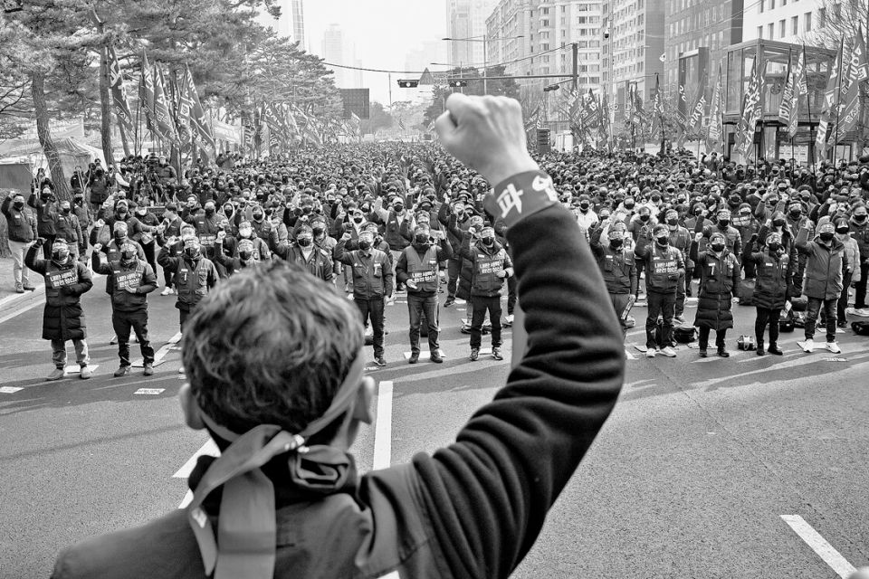 Seoul, 25. Januar: Metallarbeitergewerkschaft gegen Yoon