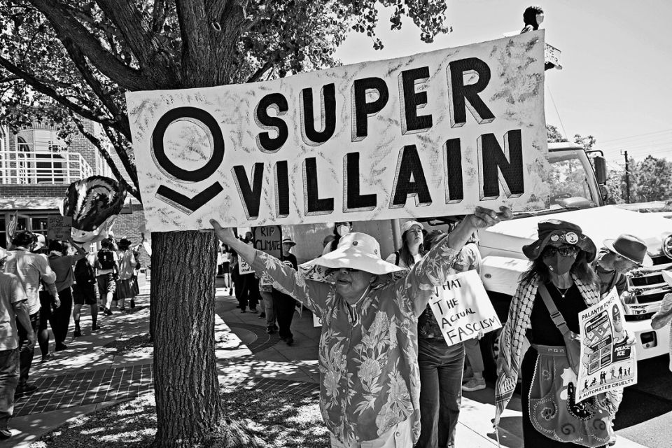 Protest vor den Palantir-Büros in Palo Alto, Kalifornien, 14. Juli 2025