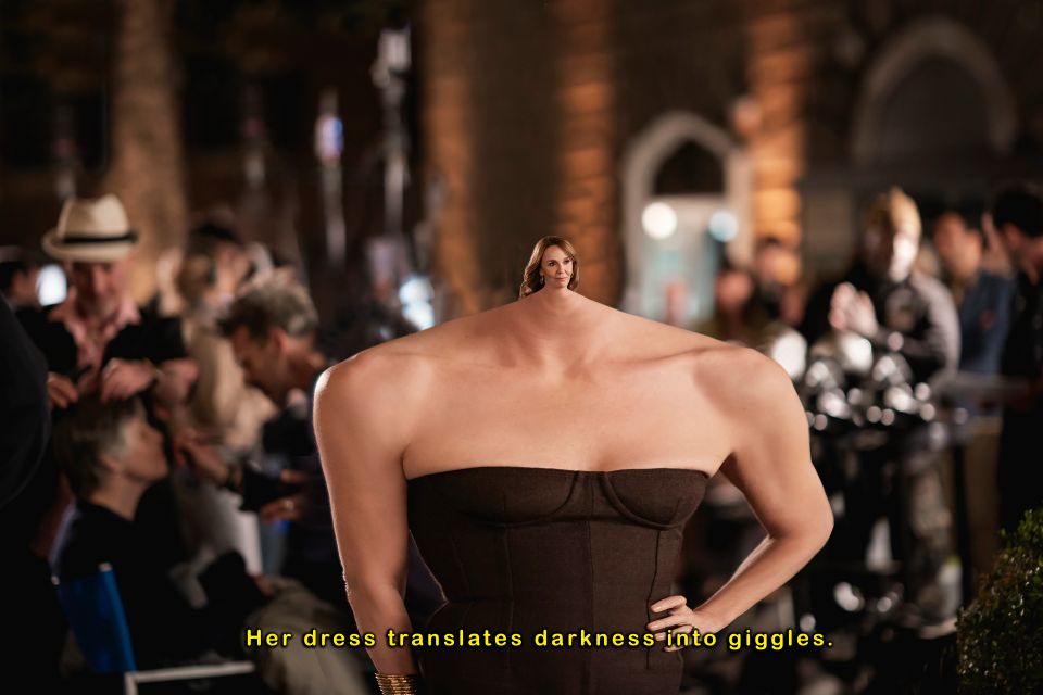 Fotomontage von Beni Bischof: Protagonistin aus der TV-Serie «Emily in Paris» mit verkleinertem Kopf