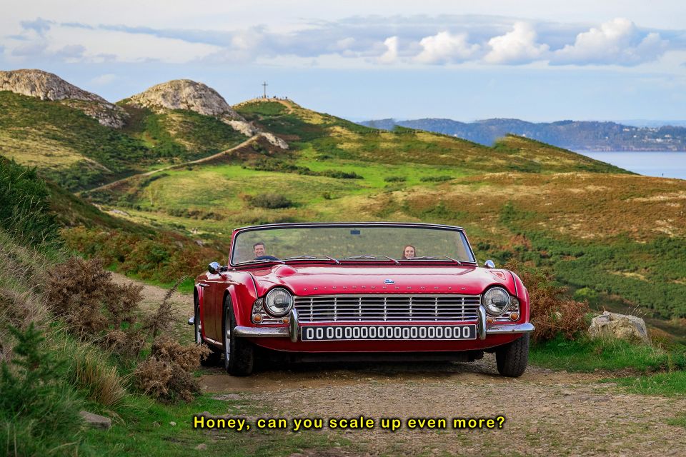 Fotomontage von Beni Bischof: ein verbreitertes Auto aus der TV-Serie «Irish Wish»