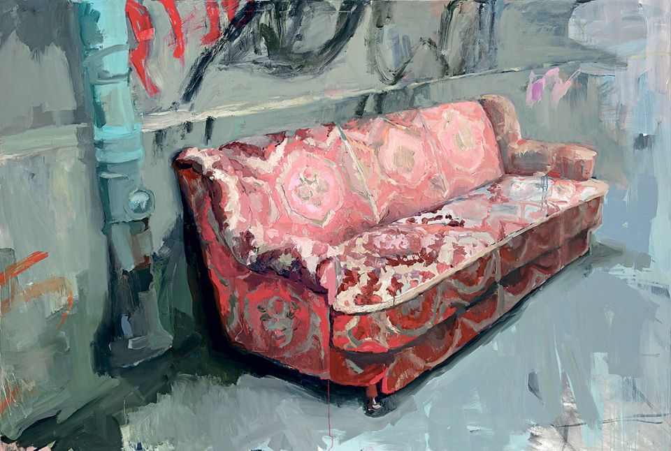 Maria und Natalia Petschatnikov, Sofa (aus der Serie Berlin Furniture), 2023–2024, Öl auf Leinwand, 240 × 160 cm