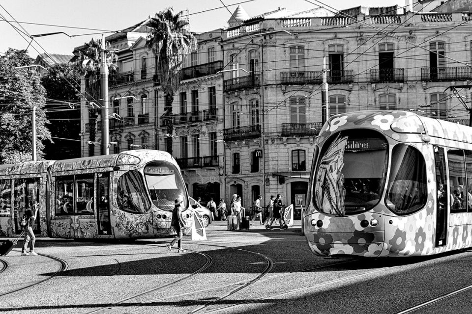 mehrere Trams beim Place Auguste Gibert