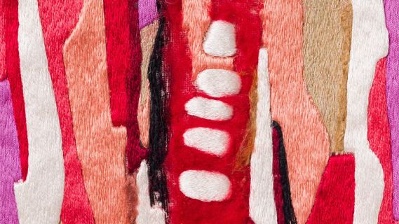 Ausschnitt aus dem textilen Kunstwerk «Kleine Liebeserklärung» von Lissy Funk