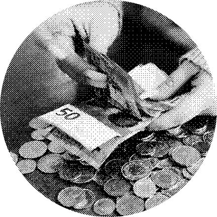 stilisiertes Bild: Nahaufnahme von Händen die Geld zählen