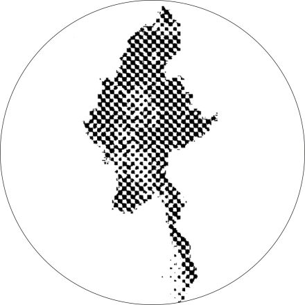 stilisierte Landkarte mit den Umrissen von Myanmar