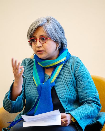 Debjani Bhattacharyya am WOZ-Podium